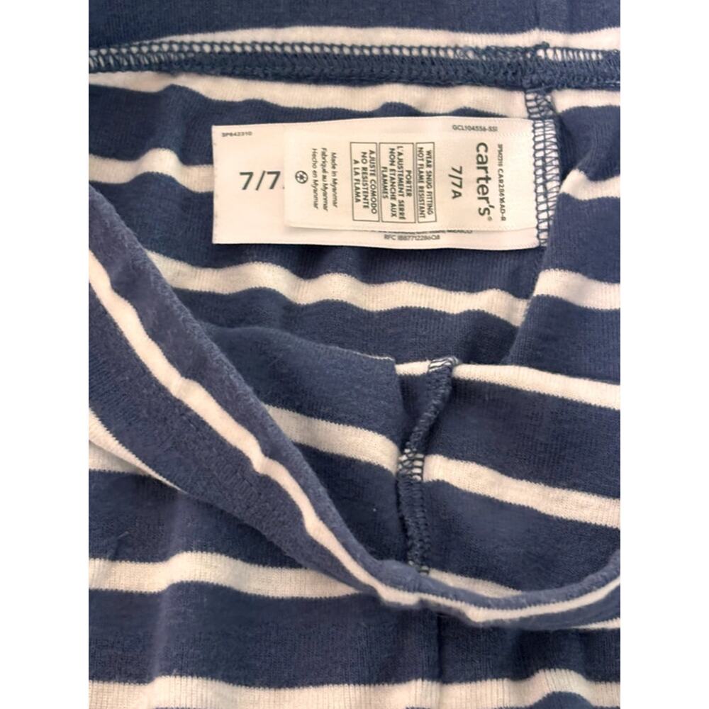 Carter's Boys Pizza Pajama set Snug Fit Long Sleeve Pants Gray/Blue 7 7A - Picture 7 of 9